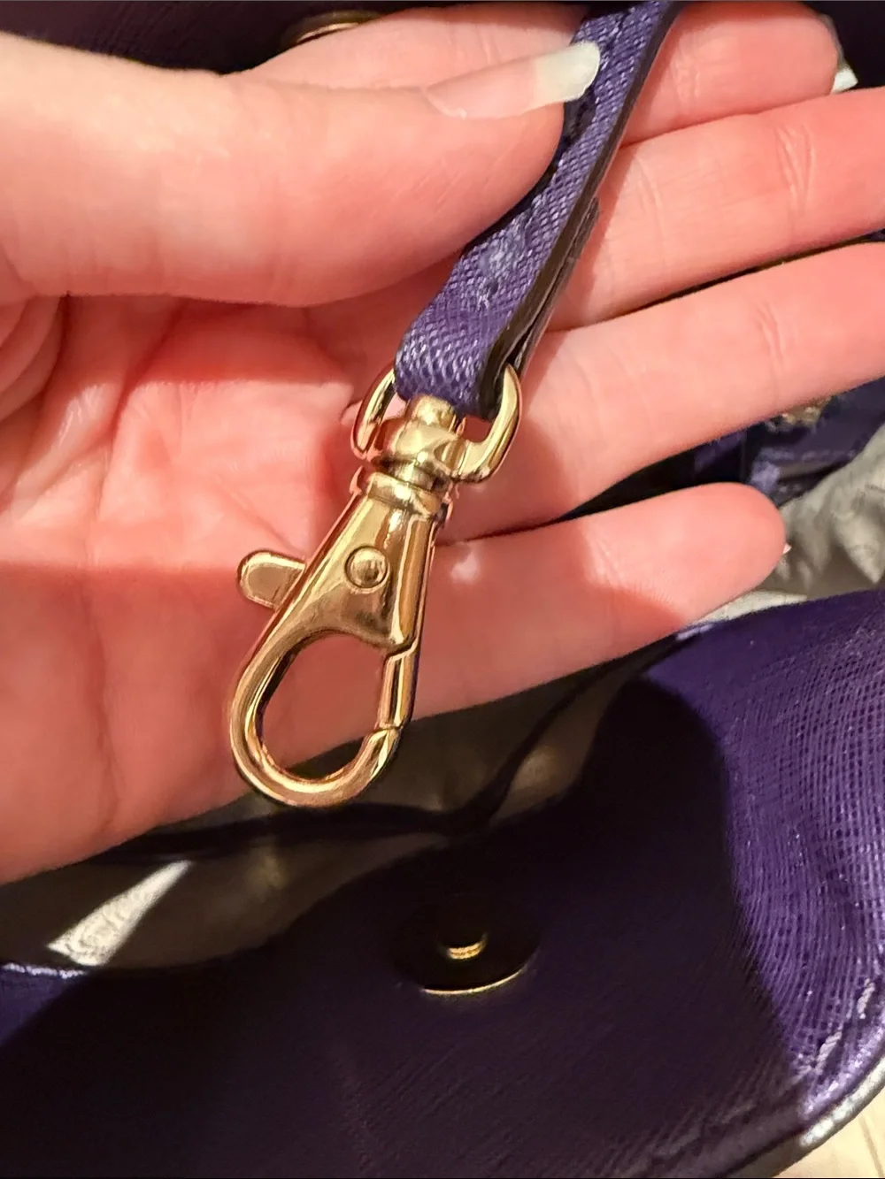 Michael Kors Purple Saffiano Satchel with Gold Hardware